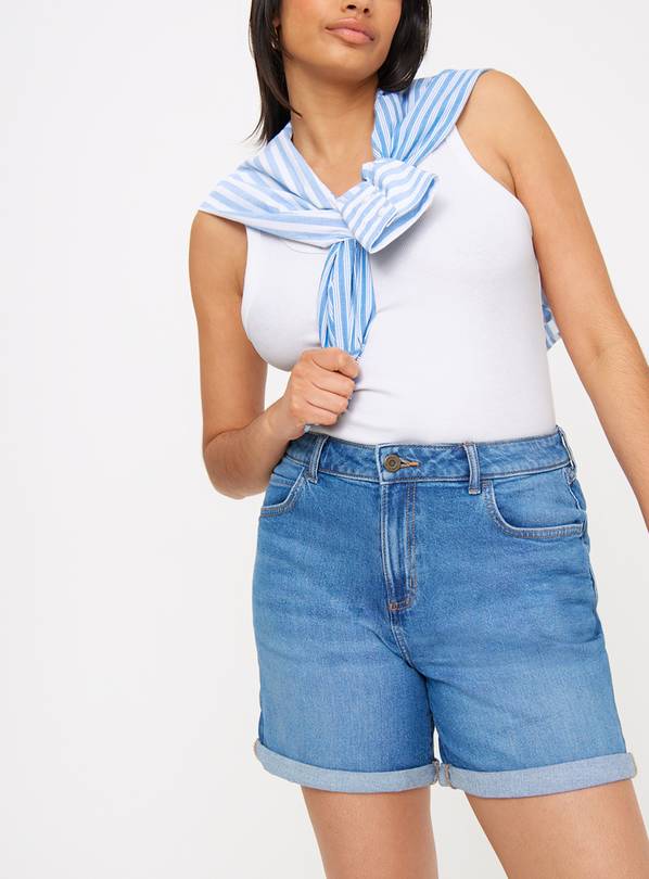 Mid Wash Denim Boyfriend Shorts 12